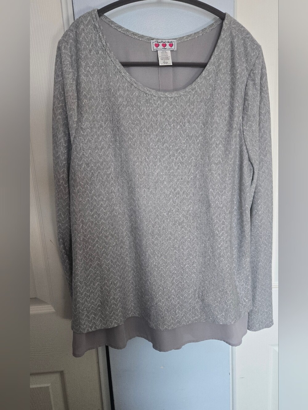 Heather Gray Long-Sleeve Layered Women's Top